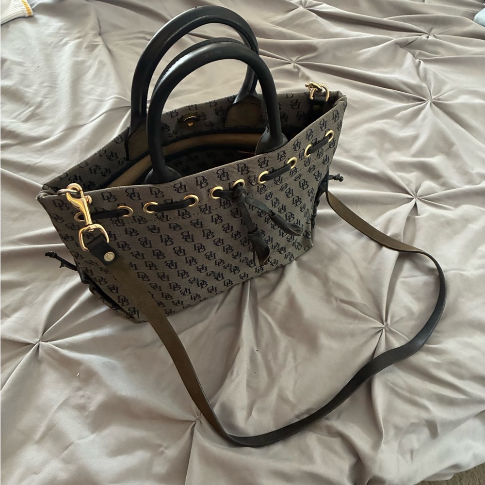 Dooney & Bourke Black and Tan Monogram Tote